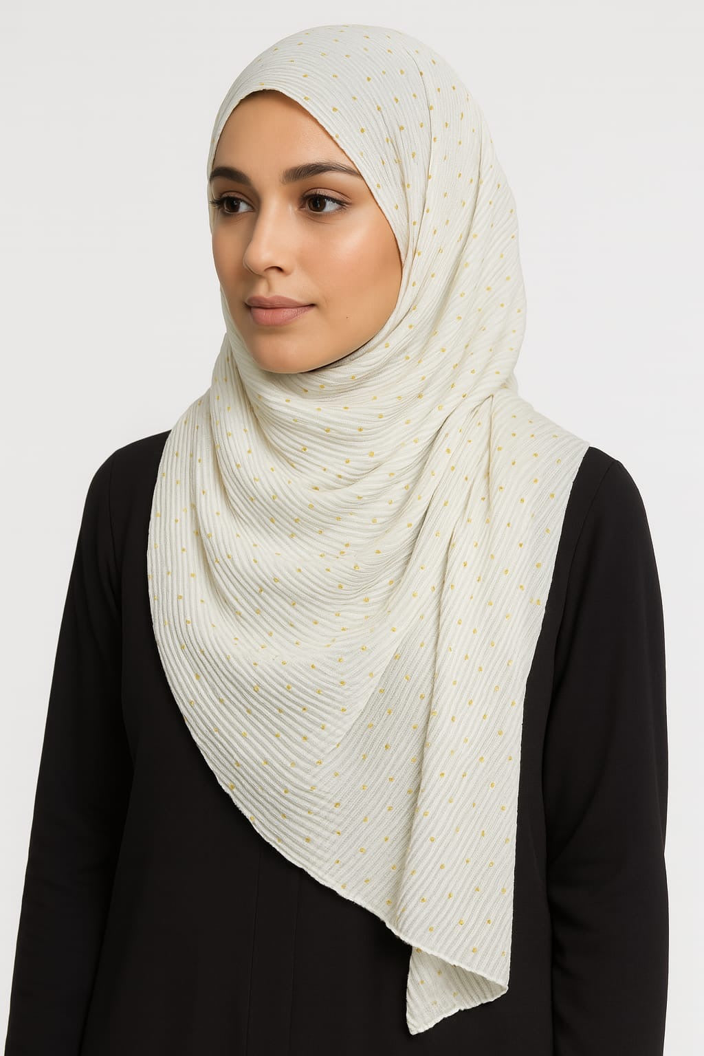 White - Stripple Dot Fancy Hijab