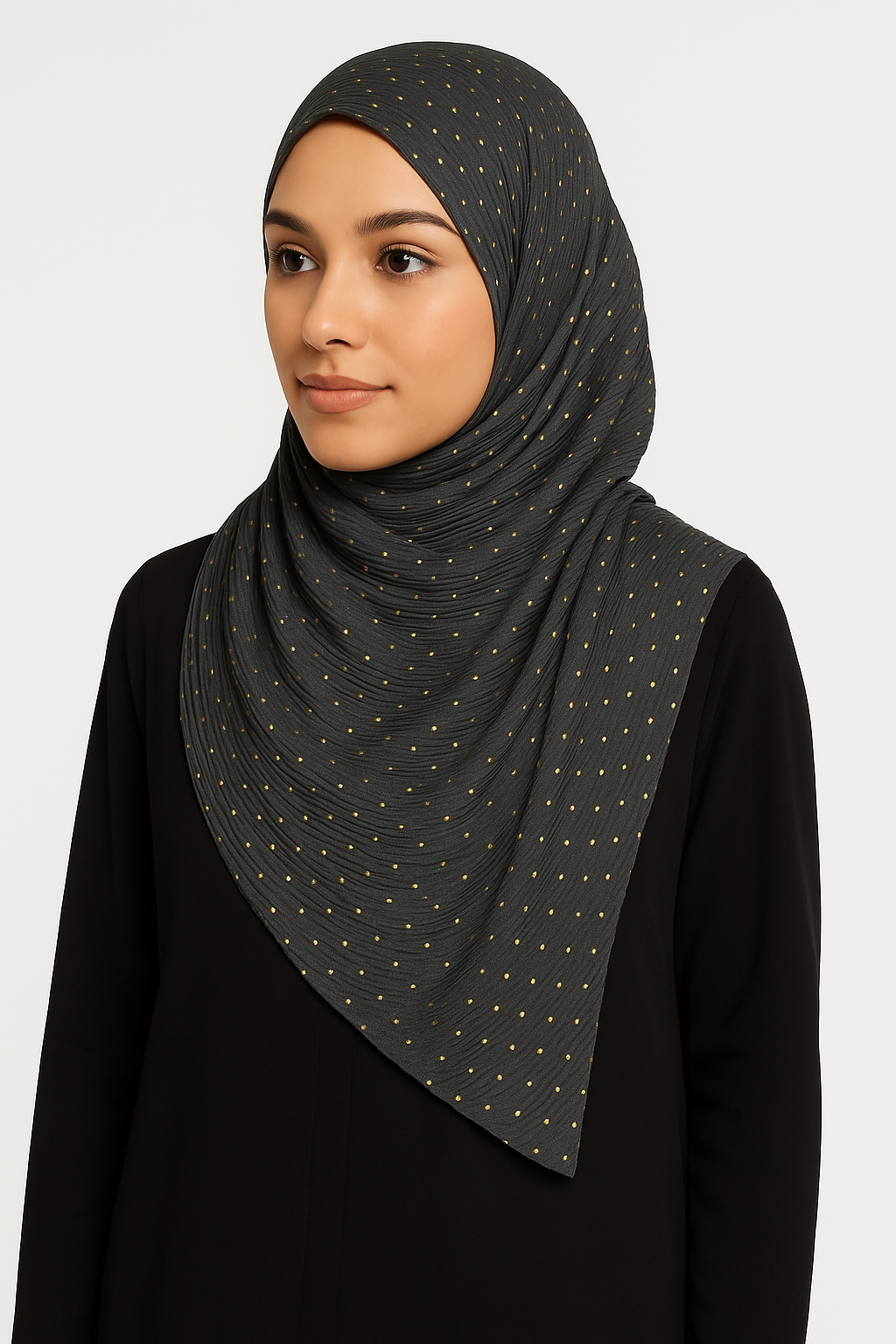 Grey - Stripple Dot Fancy Hijab