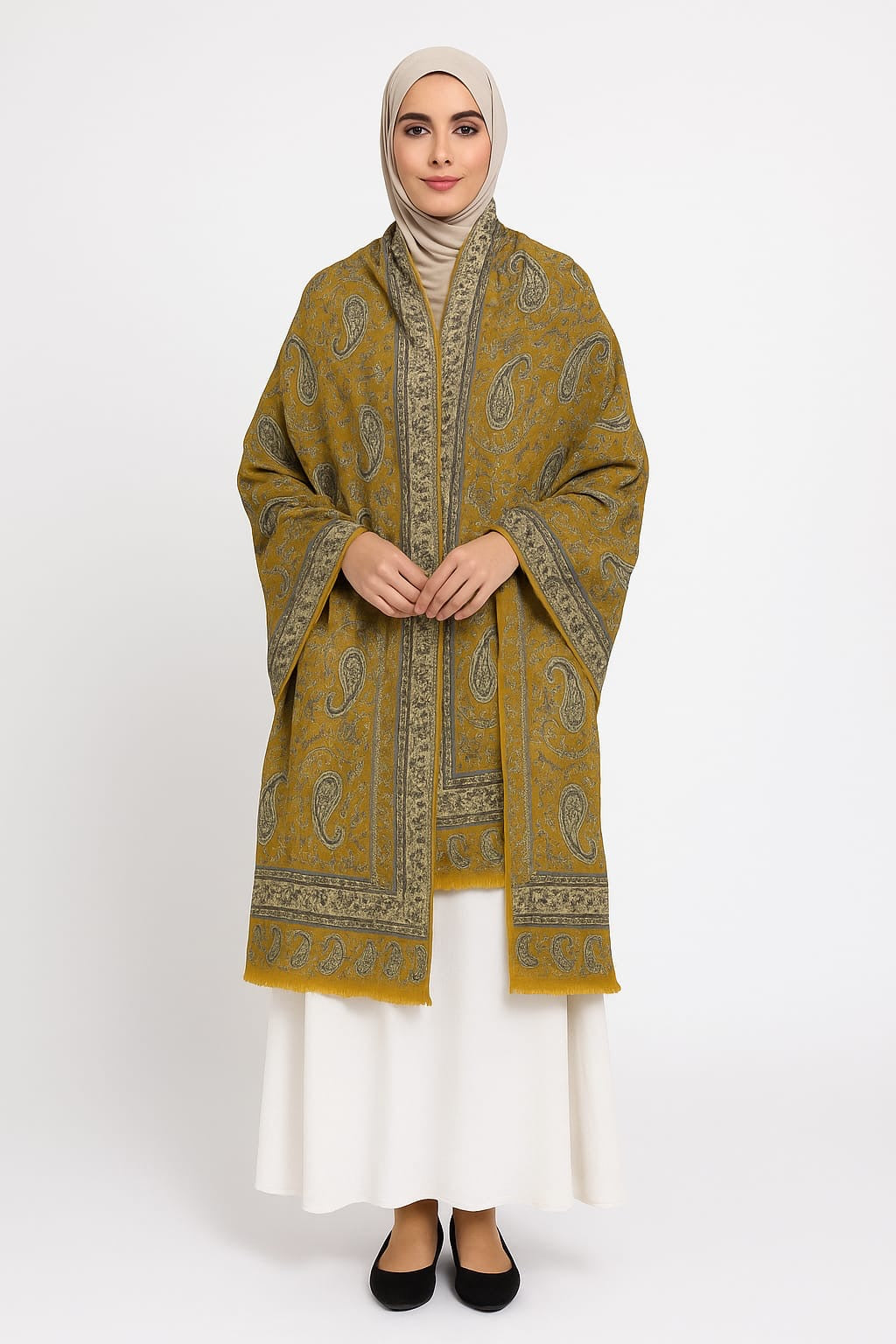 Pashmāra Shawl - Walnut Brown Paisley - woomex.pk