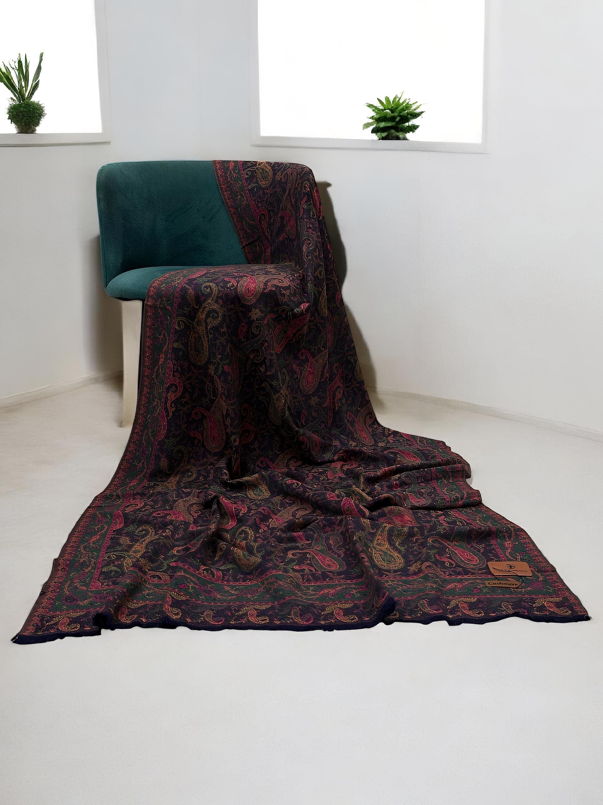 Pashmāra Shawl - Candy Black Paisley - woomex.pk