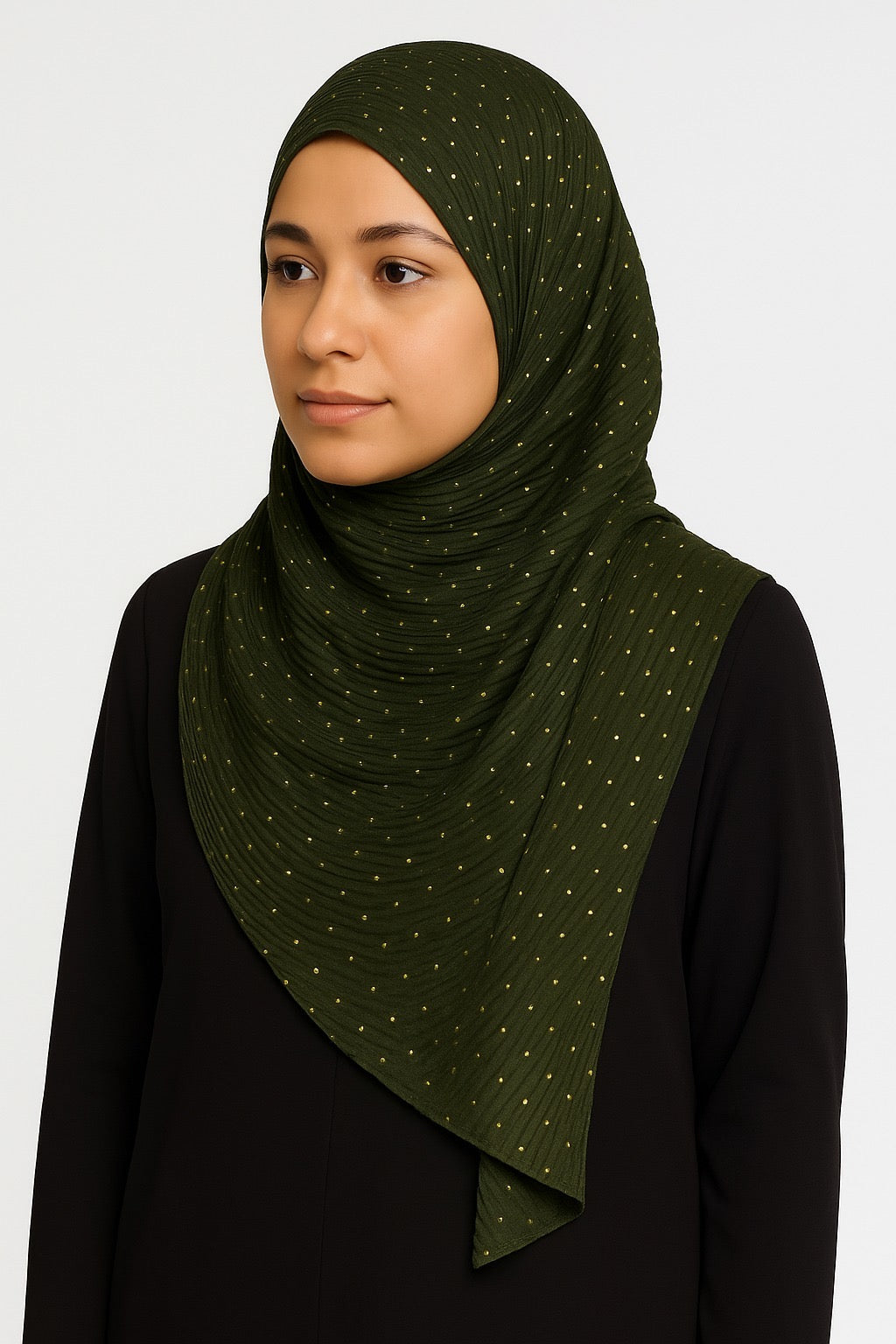 Olive Green - Stripple Dot Fancy Hijab