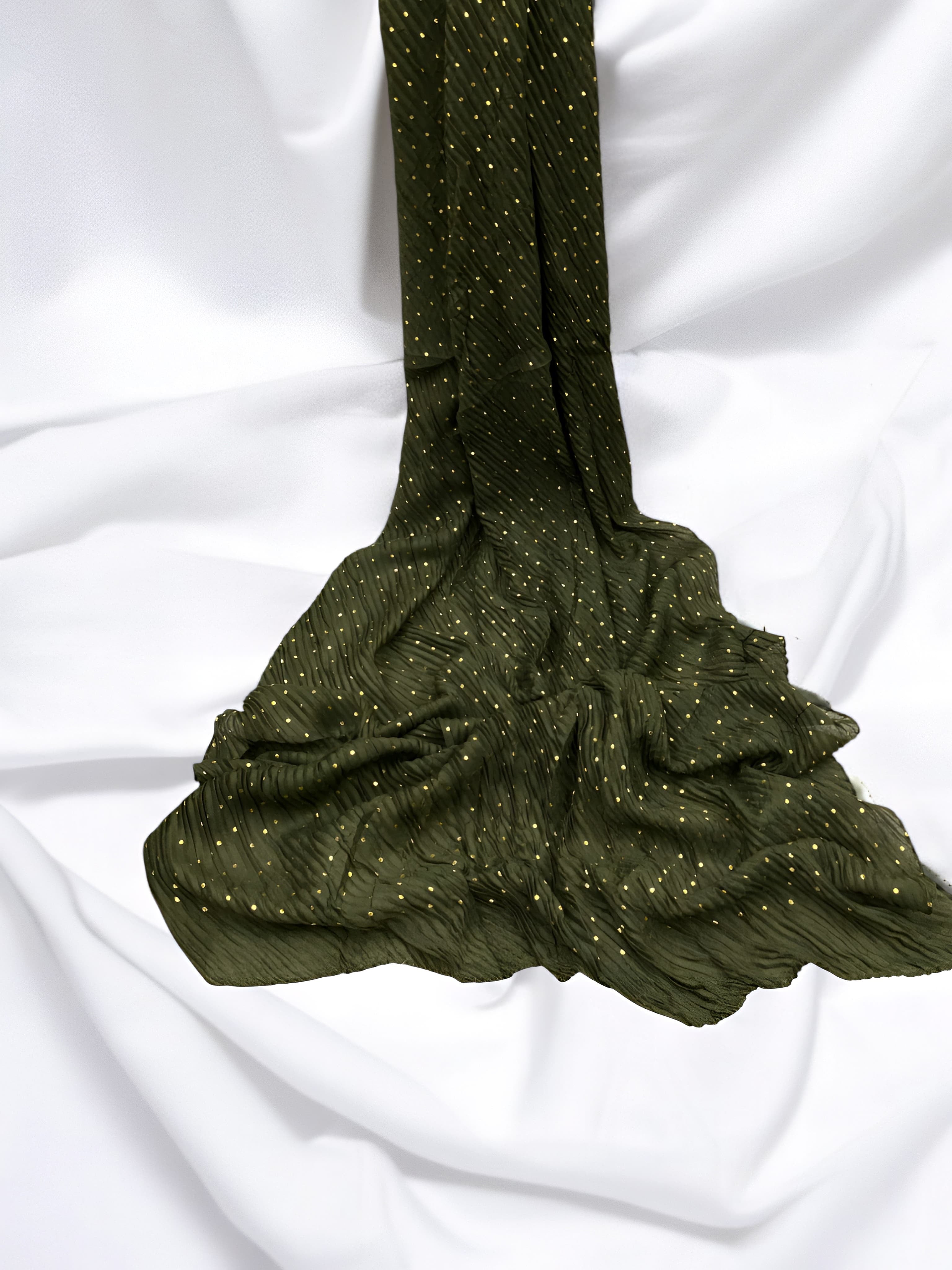 Olive Green - Stripple Dot Fancy Hijab