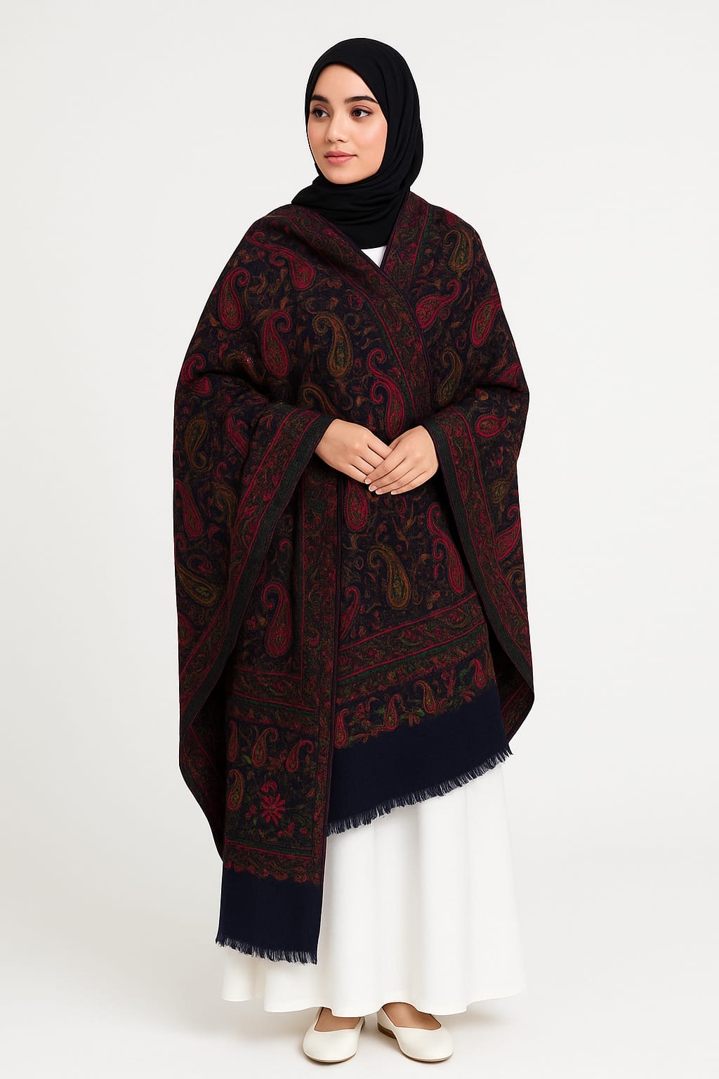 Pashmāra Shawl - Candy Black Paisley - woomex.pk