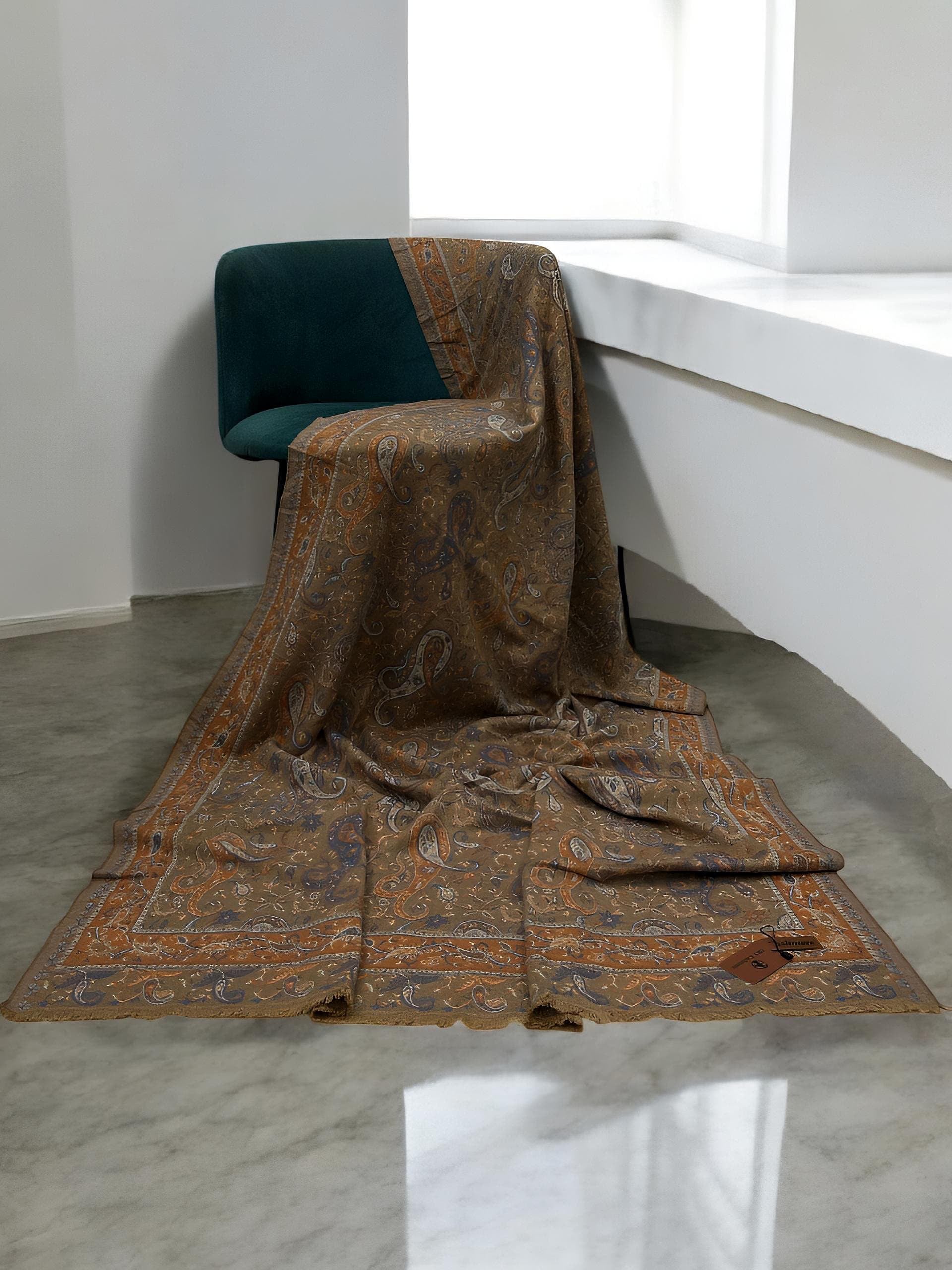 Pashmāra Shawl - Walnut Brown Paisley - woomex.pk