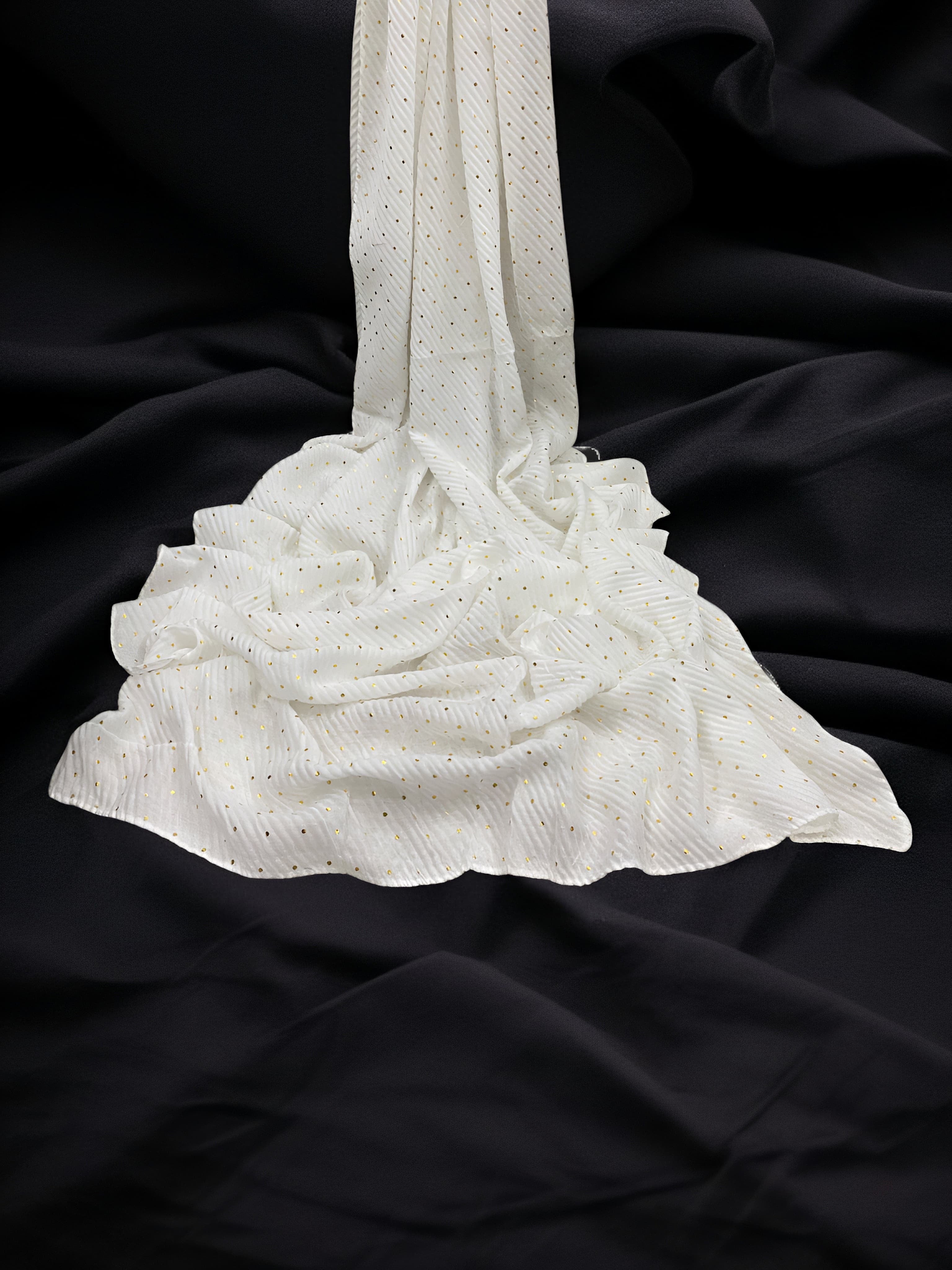 White - Stripple Dot Fancy Hijab