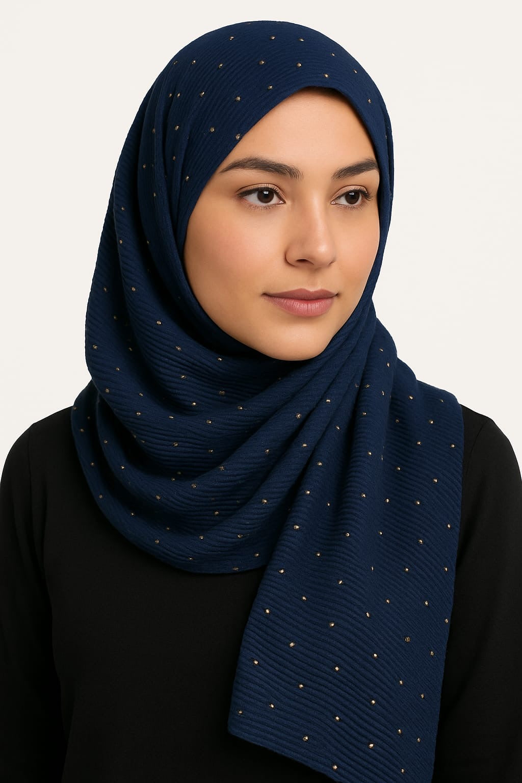 Navy Blue - Stripple Dot Fancy Hijab