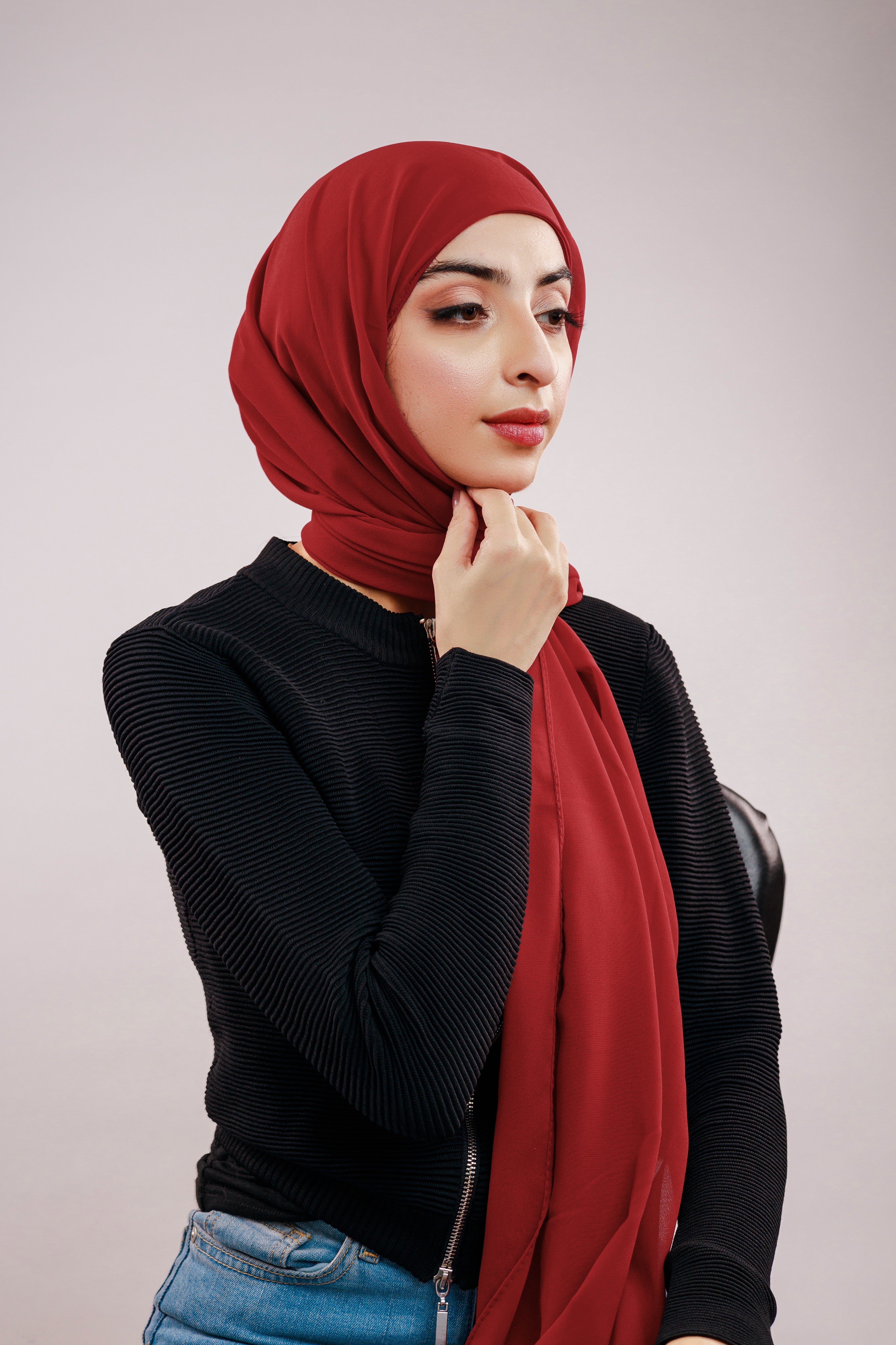 Pre-sewn Instant Georgette - Maroon